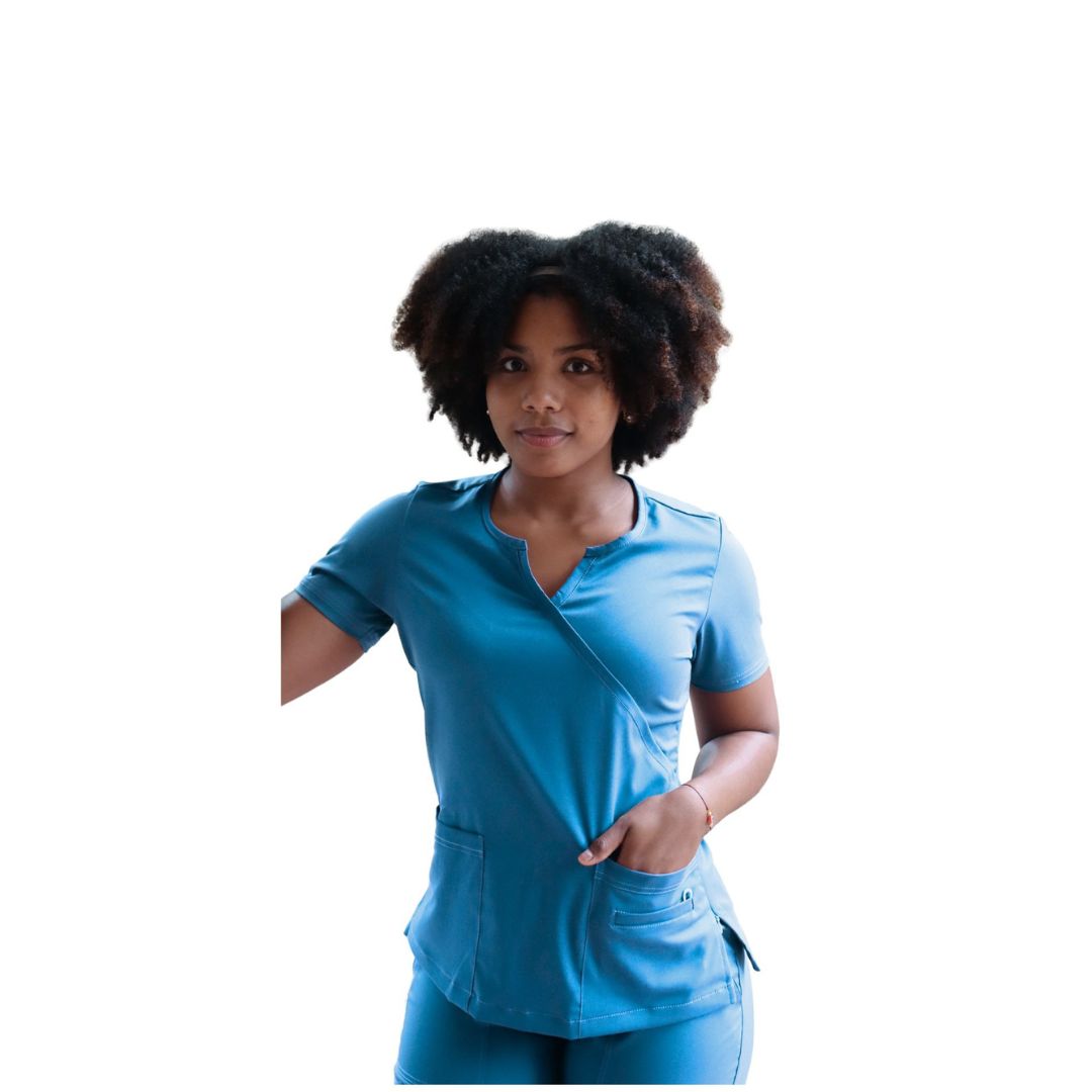 Conjunto uniforme dama antifluido stretch Premium Radiant azul Celeste talla M
