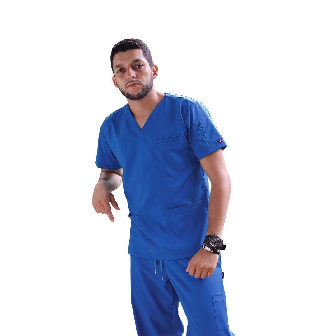 Conjunto uniforme Hombre antifluido stretch classic gallan II azul rey talla M