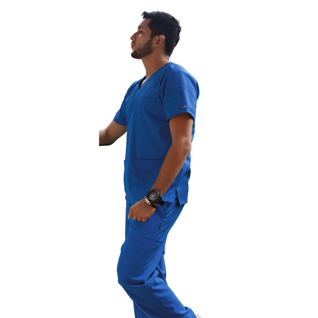 Conjunto uniforme Hombre antifluido stretch classic gallan II azul rey talla M - Imagen 2