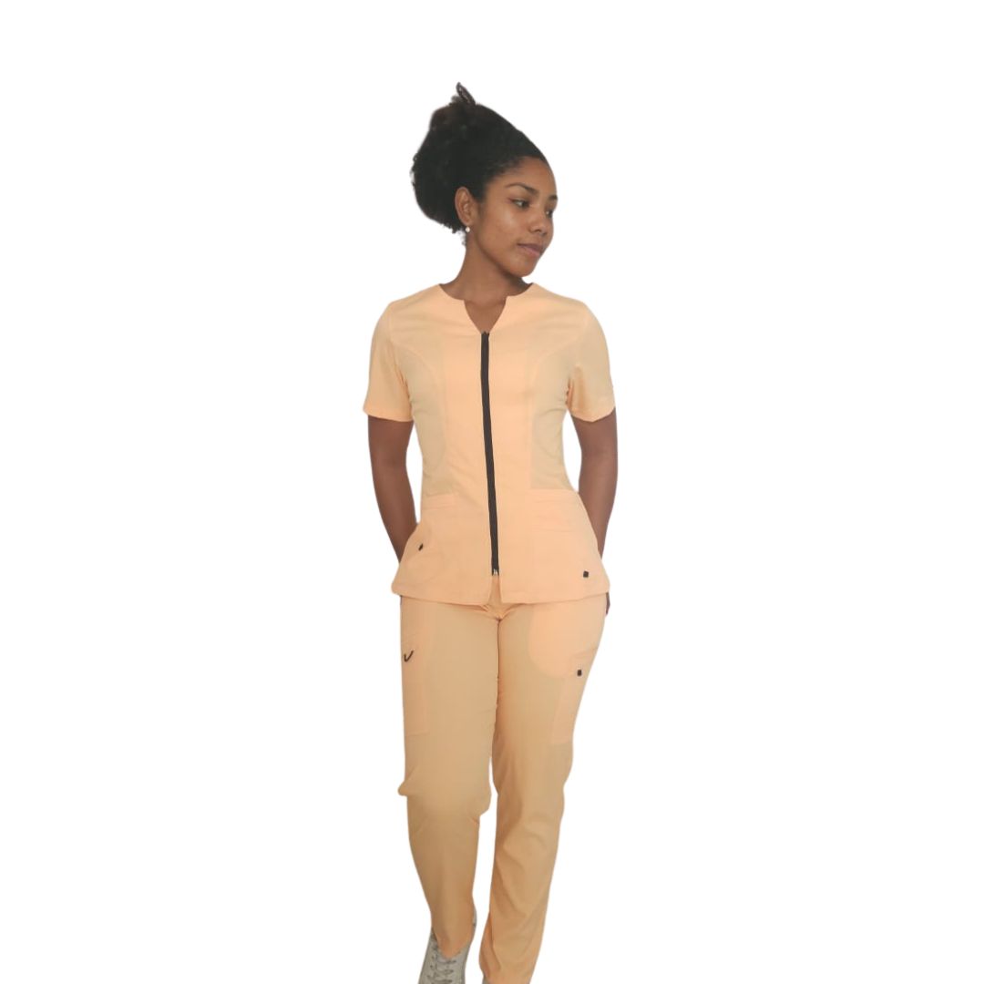 Conjunto uniforme dama antifluido stretch Premium bold Mandarina talla M
